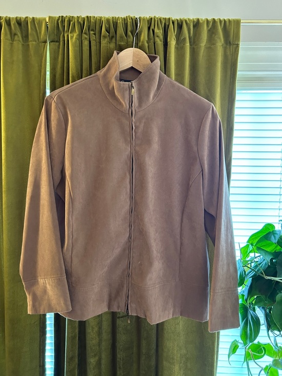 Notations Jackets & Blazers - Women’s Vintage Notations Taupe Suede Zip-Front Jacket
